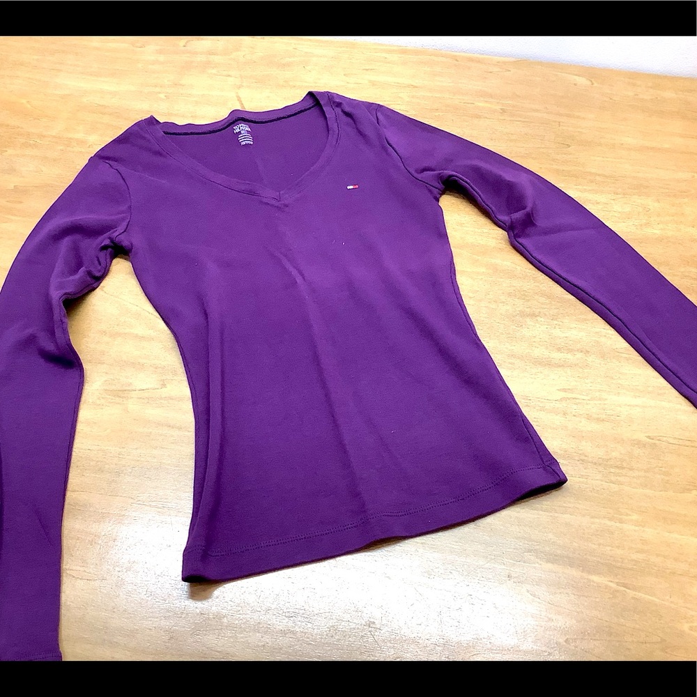 Long sleeve v neck shirt Tommy Hilfiger purple XS